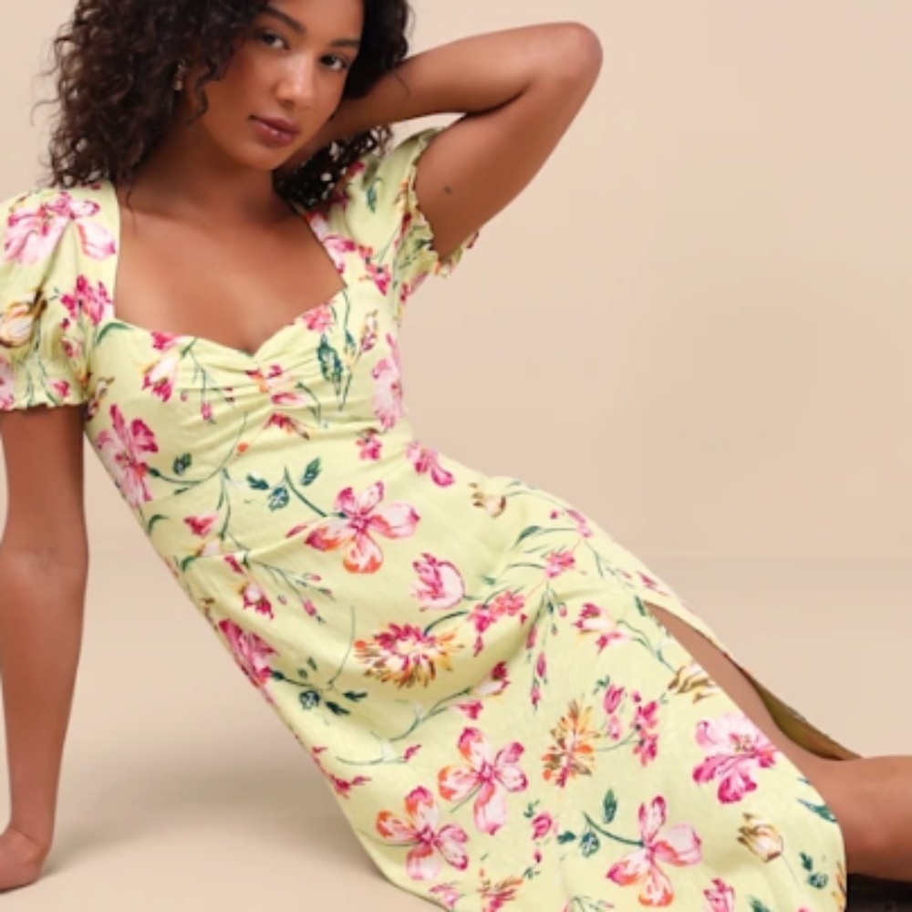 LULU's Floral Romantic Sexy Flowy Wedding Chic Casual Resort Europe Vacation - Picture 4 of 6